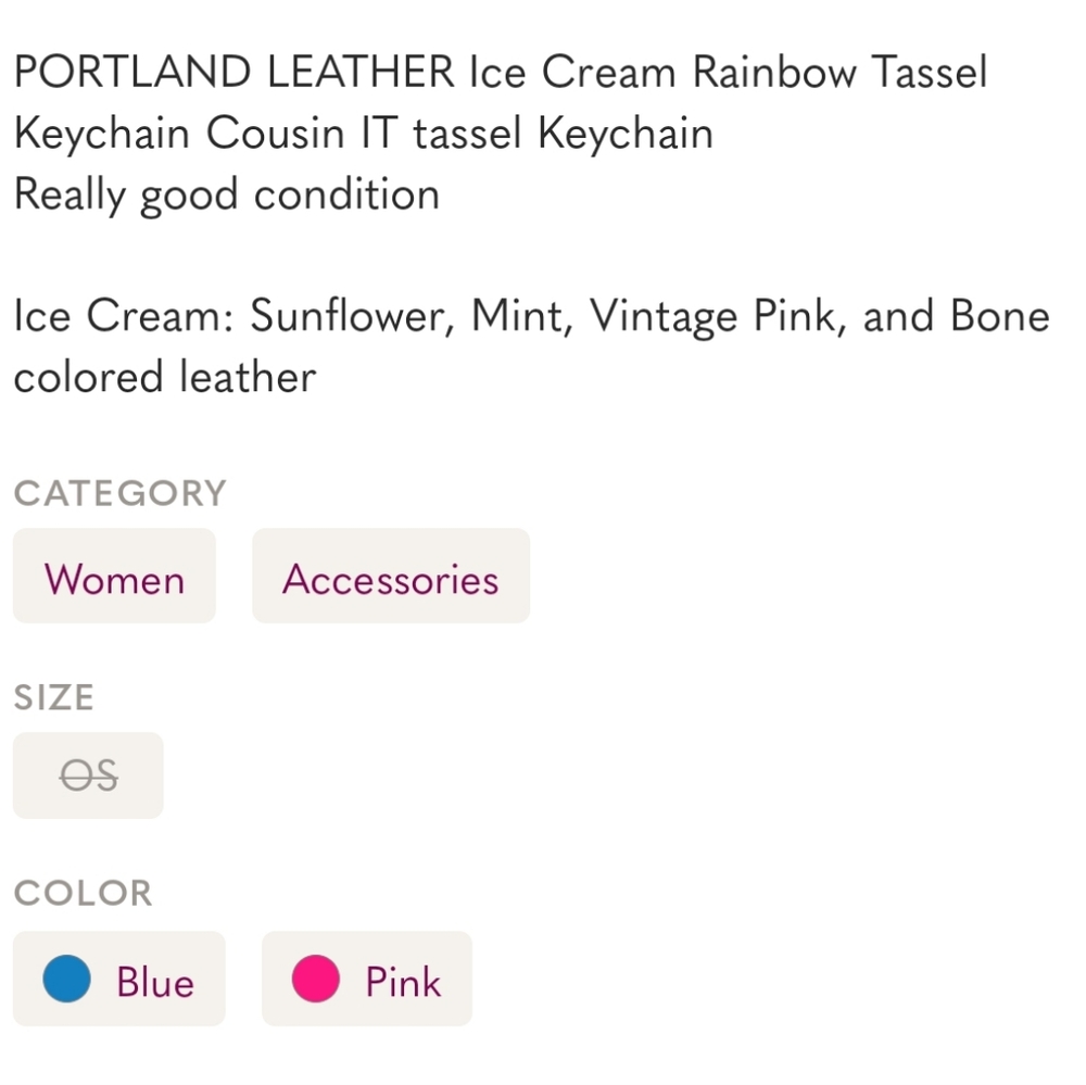 Portland Leather Goods Multicolor Tassel Keychain Icecream.cousin It Tassel - Picture 2 of 2